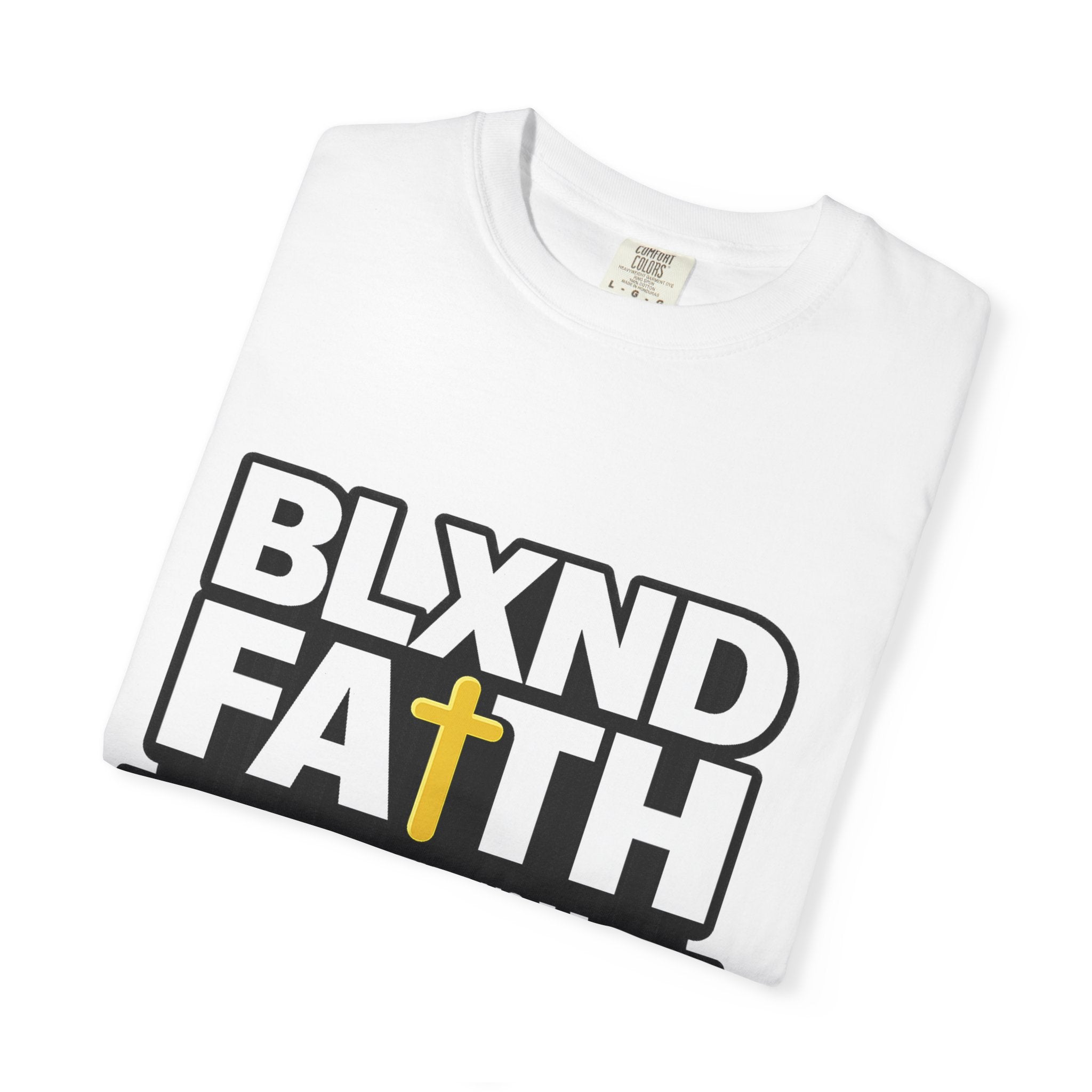 BLXND FAITH T-Shirt — Christian Scripture 2 Corinthians 5:7 Cross Graphic Tee