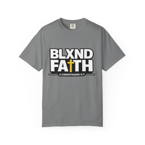 BLXND FAITH T-Shirt — Christian Scripture 2 Corinthians 5:7 Cross Graphic Tee