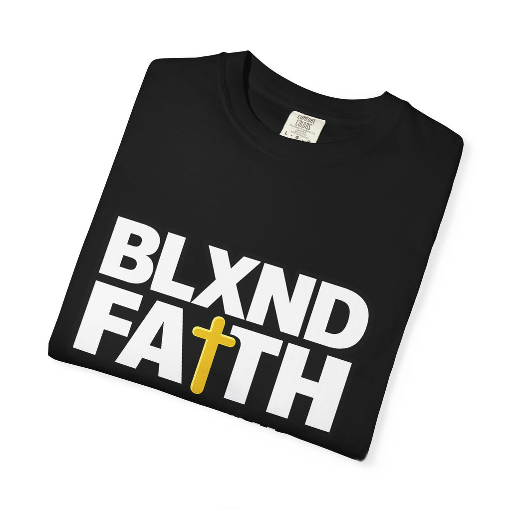 BLXND FAITH T-Shirt — Christian Scripture 2 Corinthians 5:7 Cross Graphic Tee